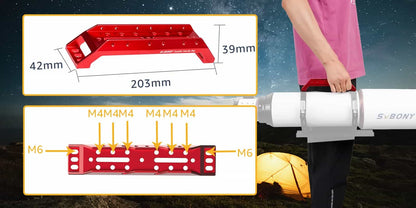 Poignée de Transport Télescope Aluminium Anodisé Rouge 203mm | SVBONY