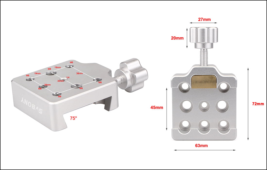 SVBONY Silver Dovetail Clamp i Aluminium med Mässingsskruv för Teleskop och Kamera - Kapacitet 10 kg