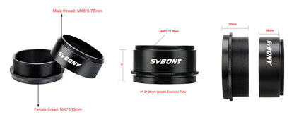 Tube de extensión variable SVBONY M48 para astrofotografía