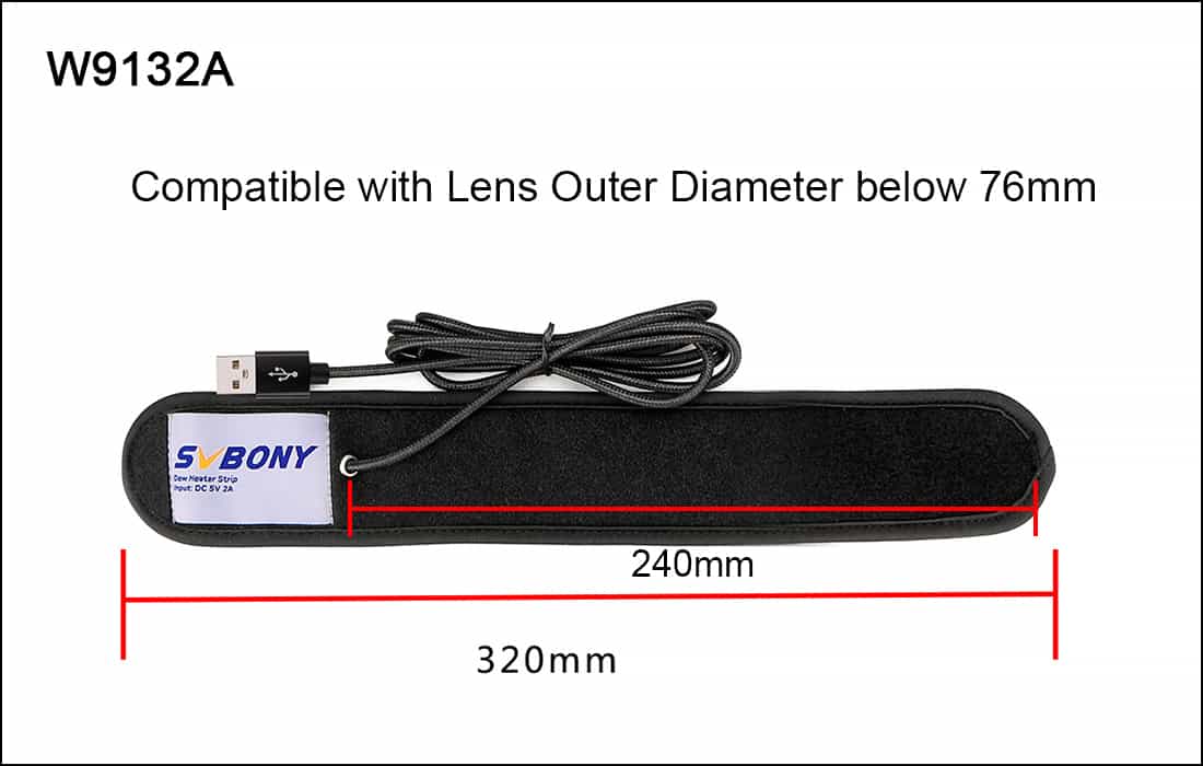 Ohrievací pás Anti-Fog SVBONY SV172 240mm pre ďalekohľady a objektívy