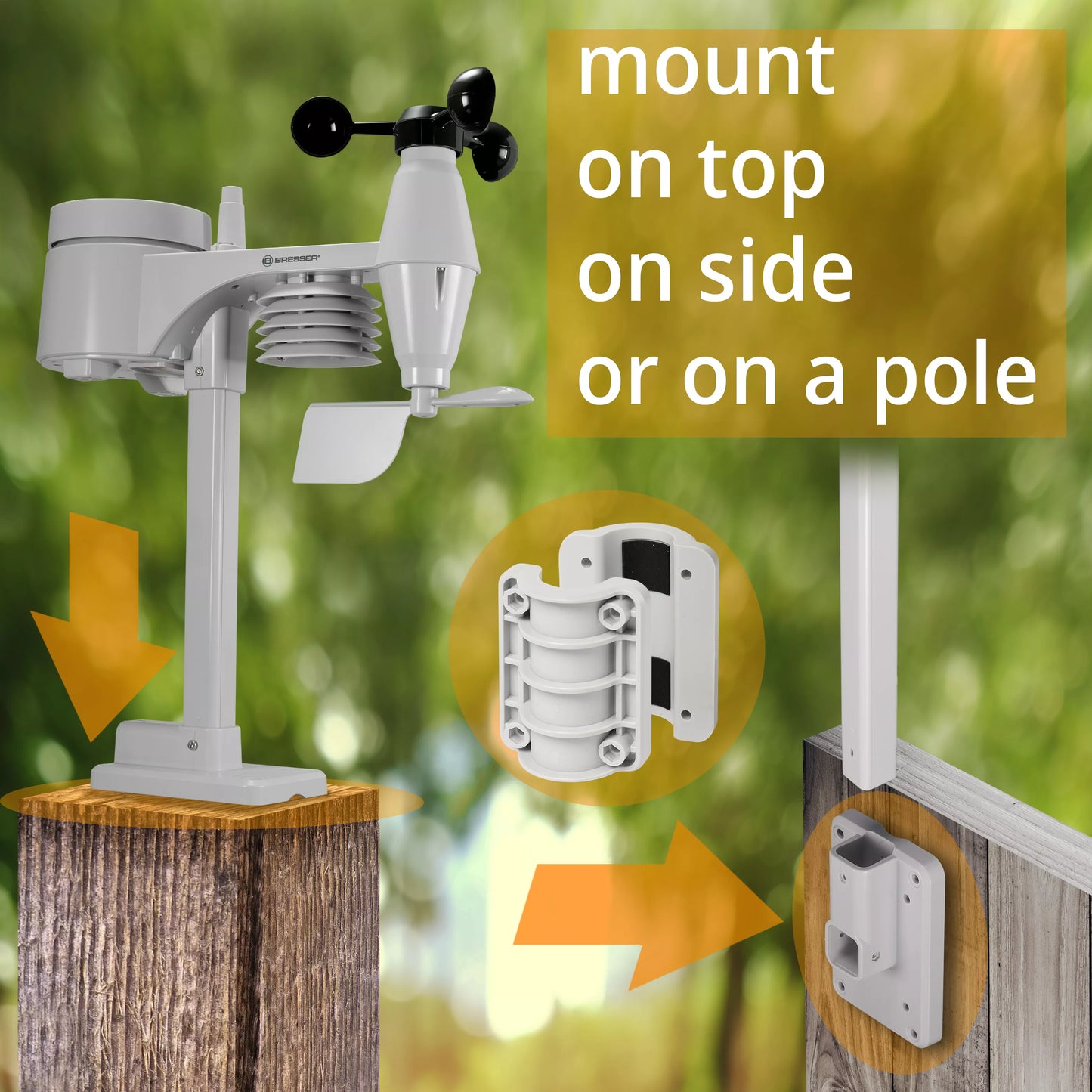 Centrale météo couleur WIFI avec capteur Profi 5 en 1 - noir