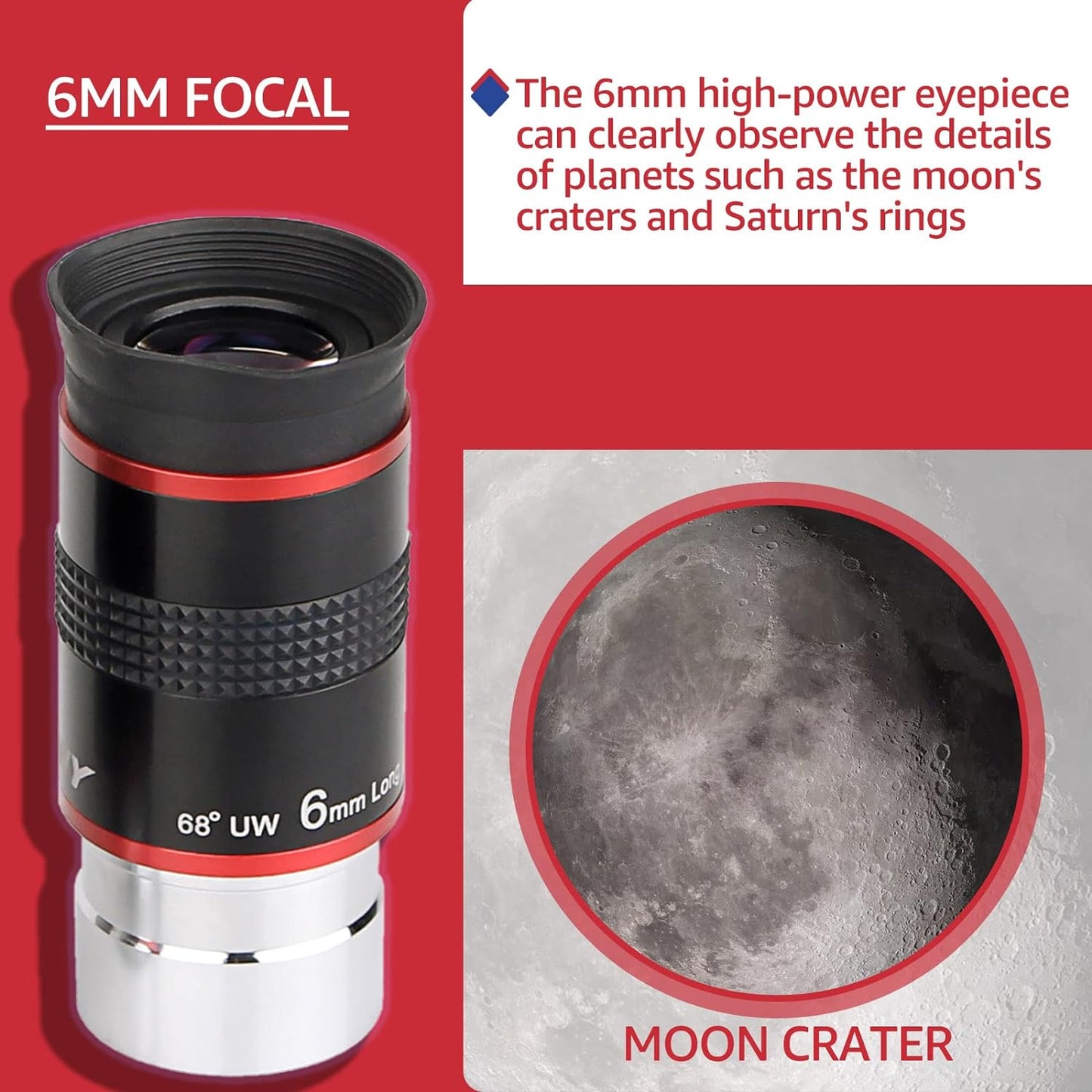 Oculaires Ultra Grand Angle 68° - 6mm, 9mm, 15mm, 20mm - SVBONY
