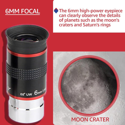 Oculaires Ultra Grand Angle 68° - 6mm, 9mm, 15mm, 20mm - SVBONY