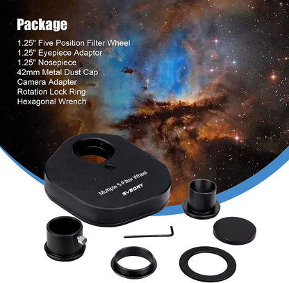 SVBONY SV133 - Wheel filters للتيليسكوبات، 1.25 بوصة، 5 مواقع