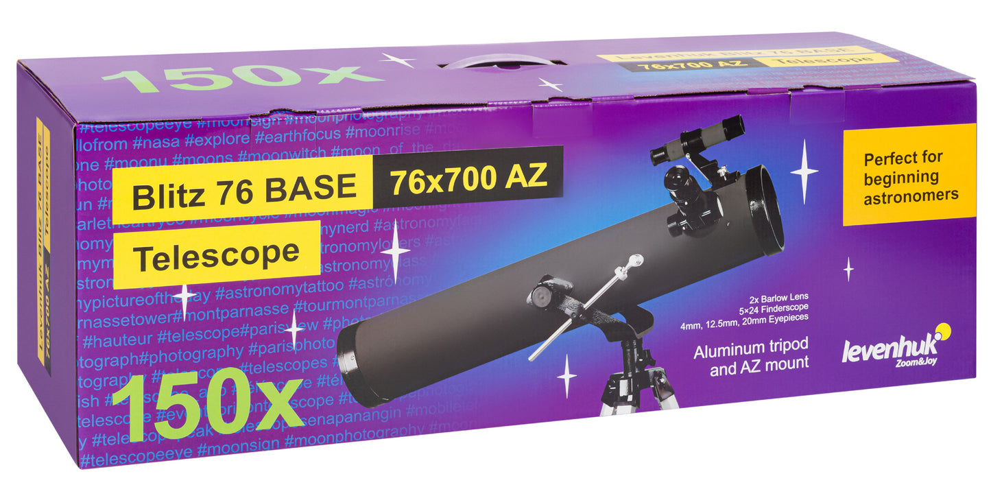 Télescope Newton 76/700 avec monture azimutale Levenhuk Blitz 76 BASE