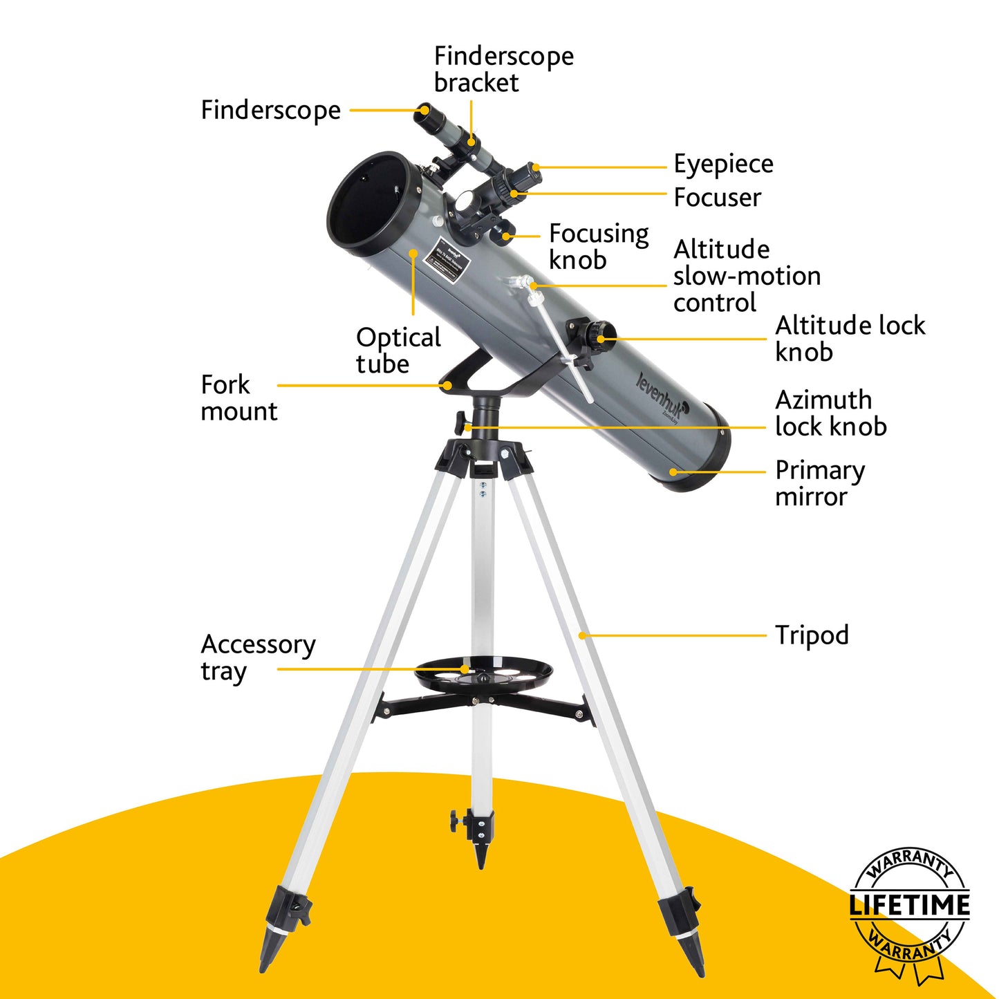 Télescope Newton 76/700 avec monture azimutale Levenhuk Blitz 76 BASE