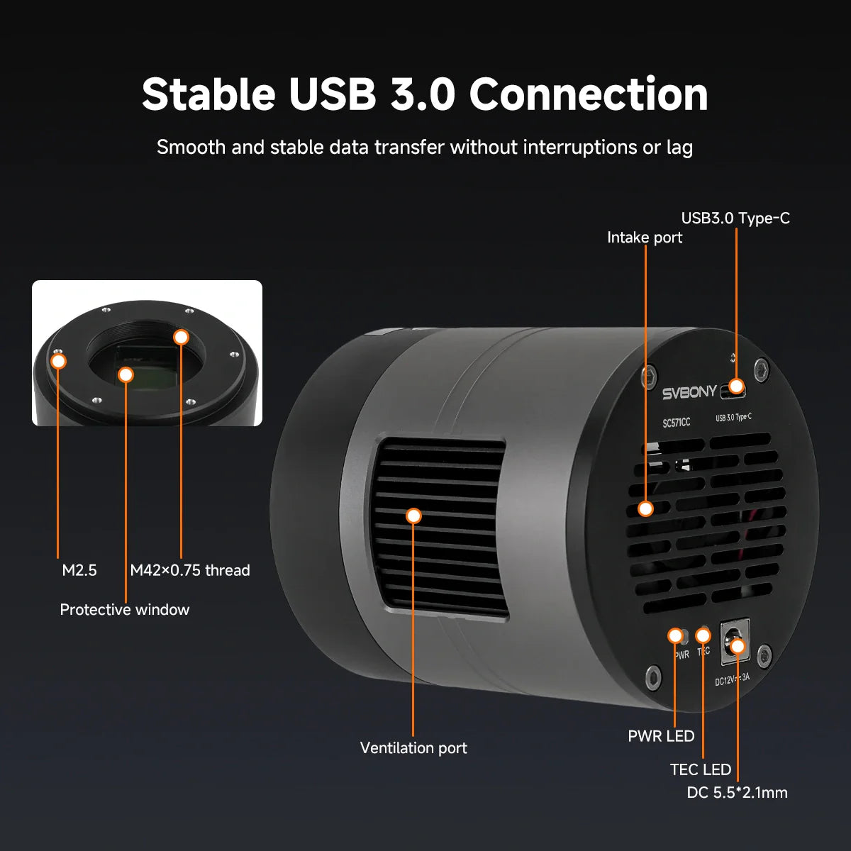 Caméra Refroidie Couleur APS-C SVBONY SC571CC pour imagerie du ciel profond - SVBONY