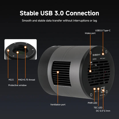 Caméra Refroidie Couleur APS-C SVBONY SC571CC pour imagerie du ciel profond - SVBONY