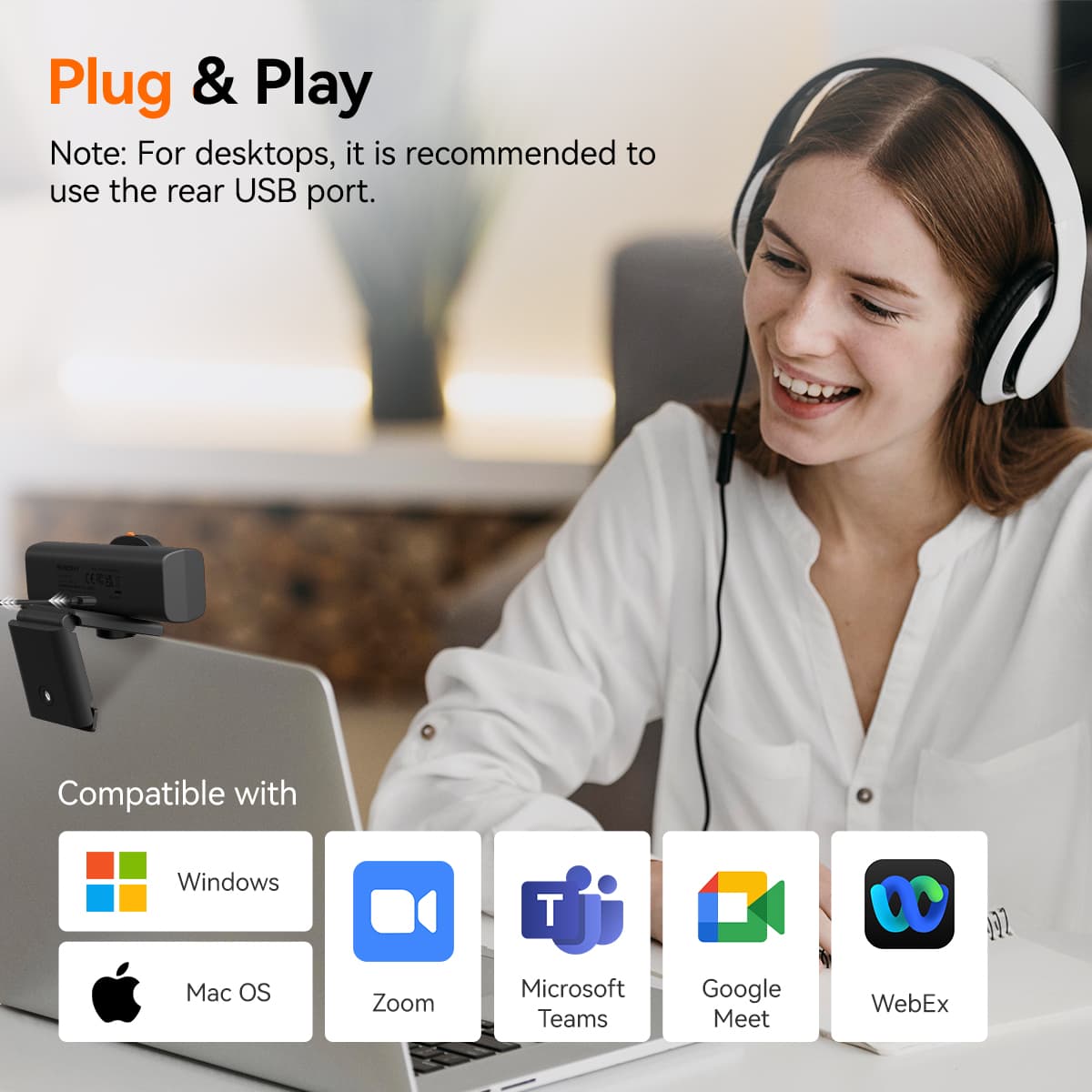 Caméra de Conférence 2K avec Autofocus et Microphones Réducteurs de Bruit - SVBONY