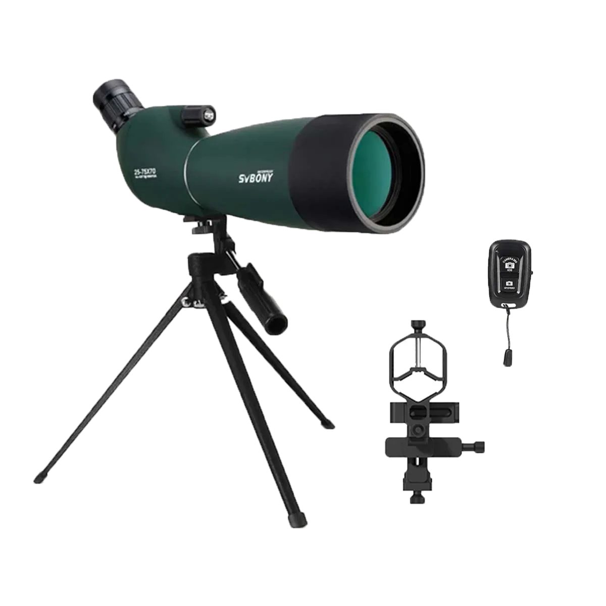 Longue-vue SVBONY SV28 Plus 25–75×70 avec adaptateur smartphone