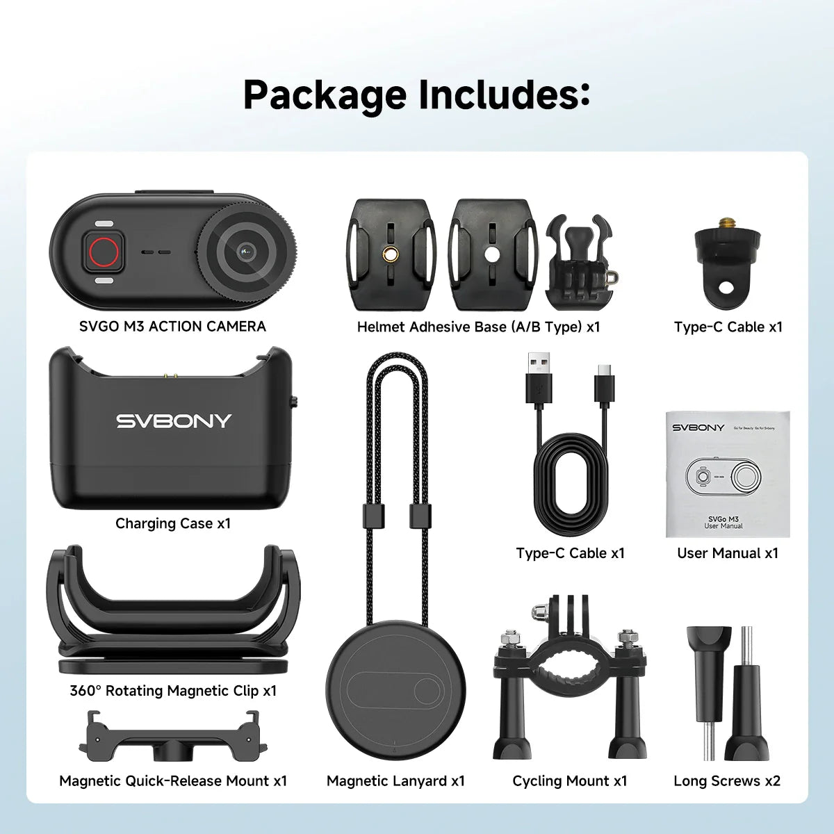 Caméra d’Action Compacte 4K avec Fixation Magnétique SVBONY SVGo M3