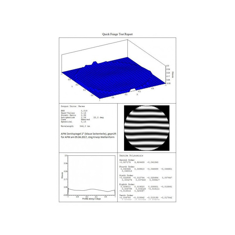 Espelho zenital 90° 50,8 mm para telescópio - APM