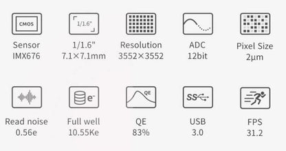 Caméra Astrophotographique ZWO ASI676MC - Pour l'astronomie