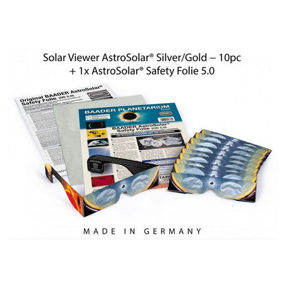 Set de Protection Solaire avec 10 Lunettes AstroSolar® Silver/Gold et 1 Feuille AstroSolar® - Baader