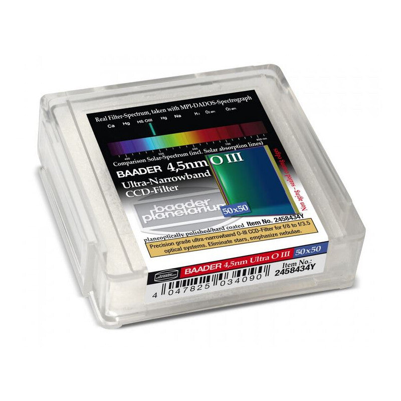 Filtre OIII Ultra-Narrowband 4,5nm 50x50mm pour CCD - Sans Monture