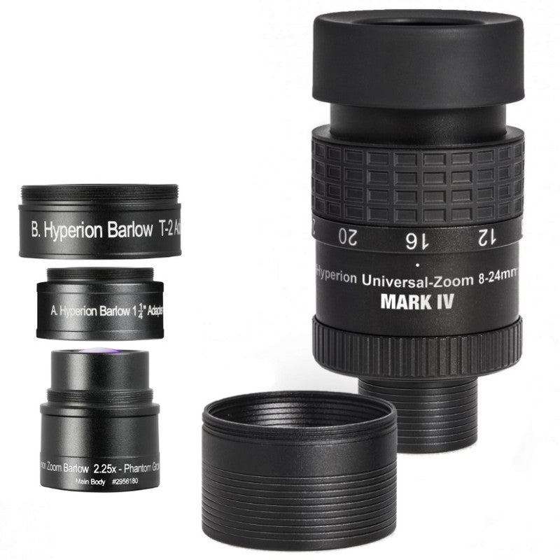 Oculaire Zoom Hyperion 8-24 mm avec Lentille de Barlow Incluse - Baader