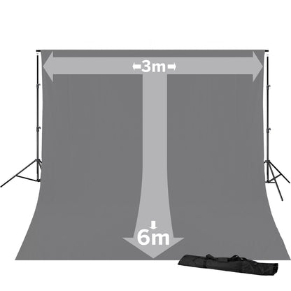 BR-D23-Hintergrundstütze und grauer Stoffhintergrund 3 x 6 m - Bresser