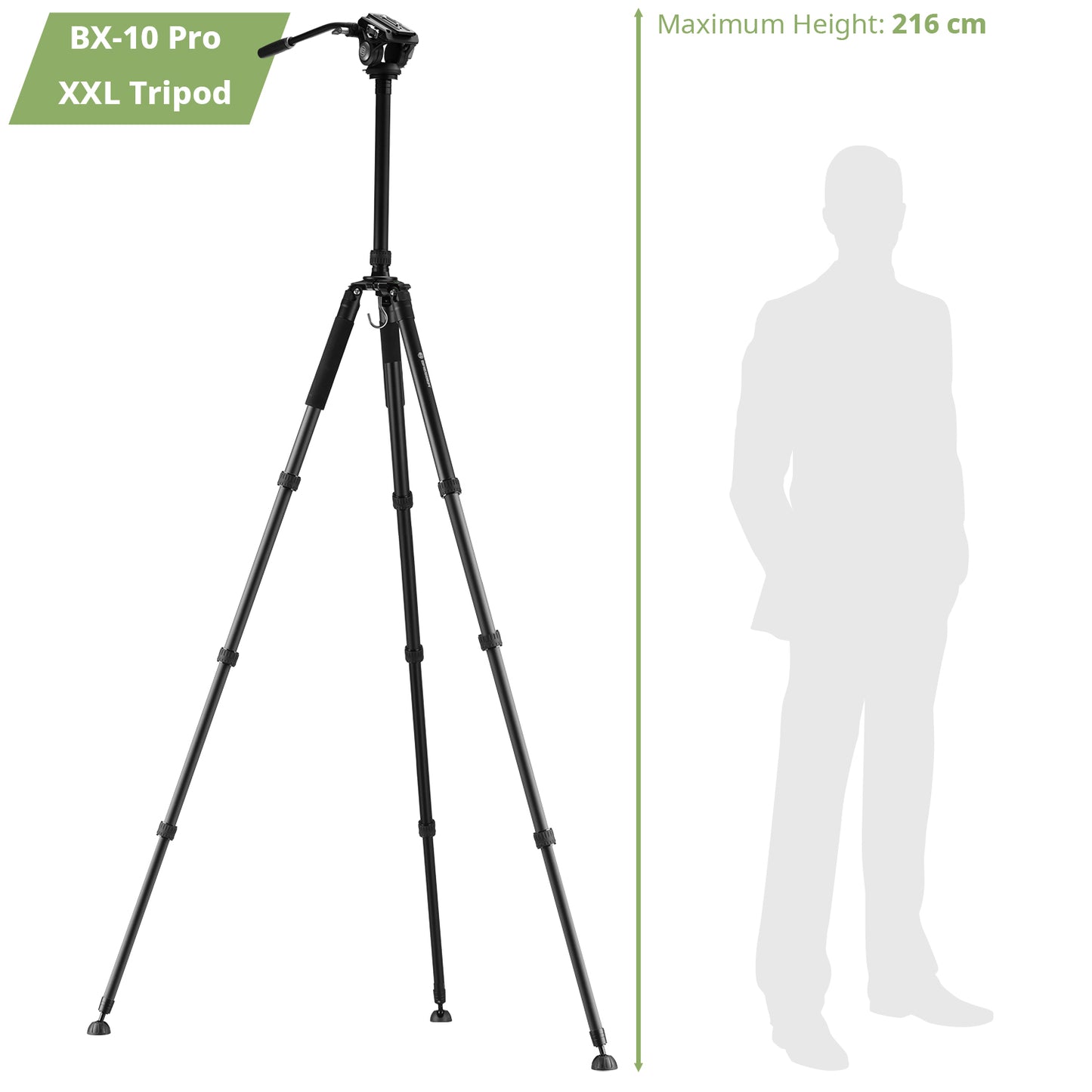 Trépied vidéo BX-10 Pro avec tête fluide 10 kg, 78–216 cm Bresser