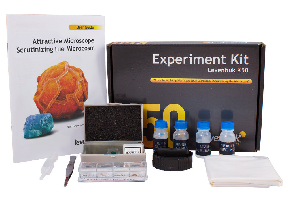 Kit d'expériences pour microscope avec lames et guide - Levenhuk