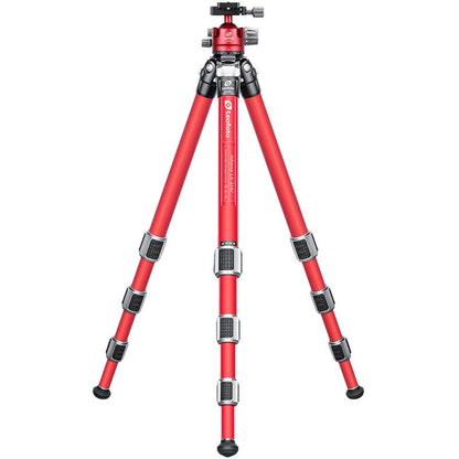 Trépied carbone Athena rouge avec rotule à bille, charge 15 kg – Leofoto