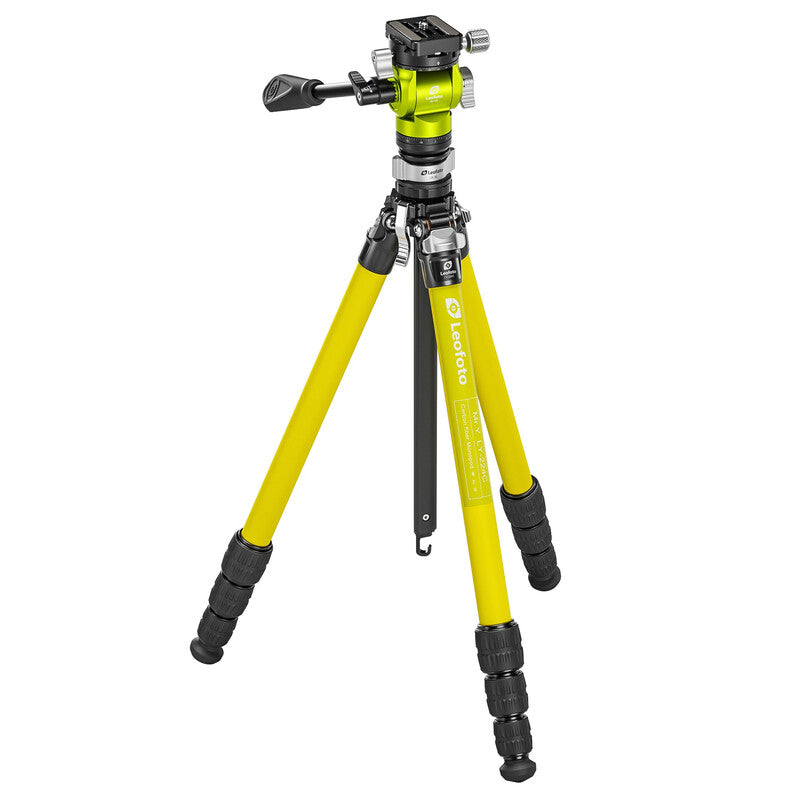 Trépied carbone photo et vidéo jaune avec tête vidéo - Leofoto
