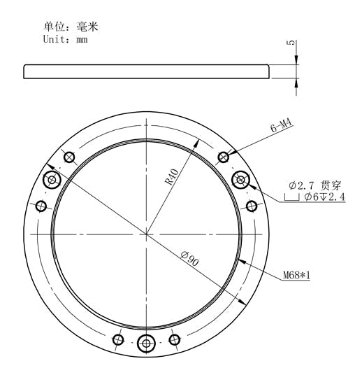 Bague de Tilt M68 pour l'Astronomie avec Réglage en Aluminium - ZWO