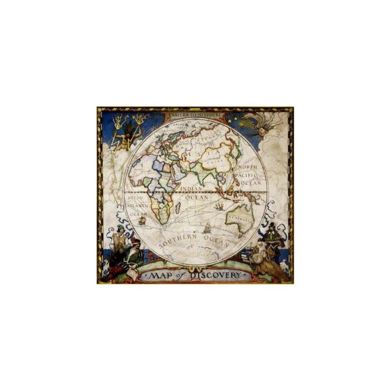 Carte murale de l’hémisphère oriental style antique – 59 × 53 cm