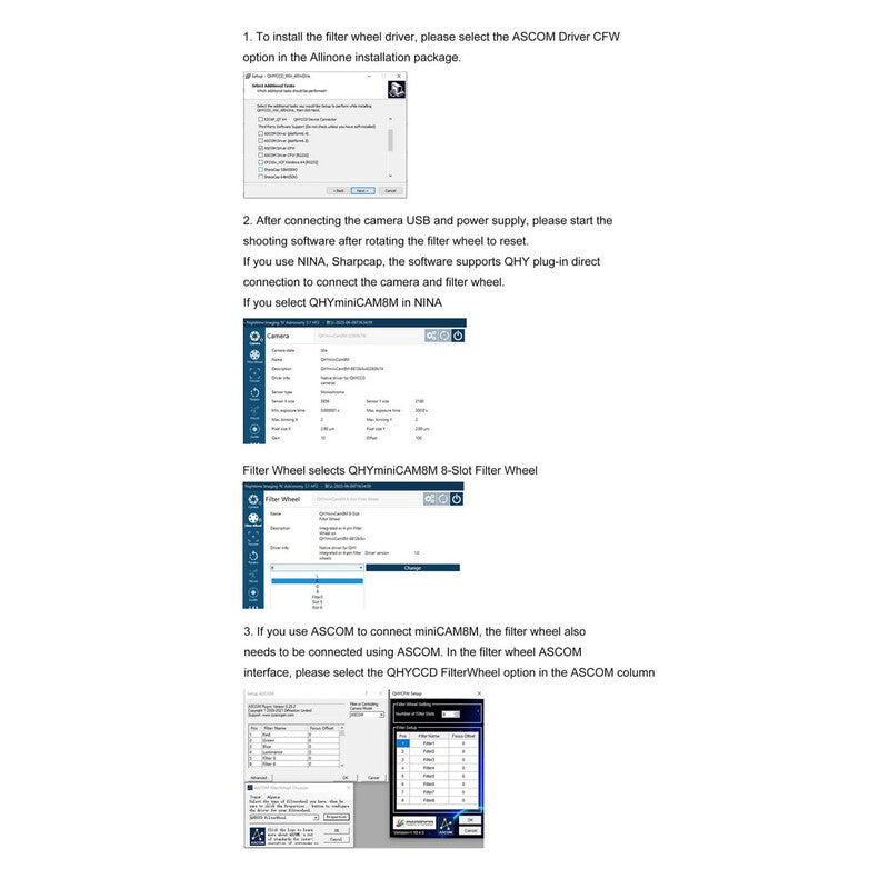 Caméra miniCam8 Mono Combo pour l'astronomie - QHY