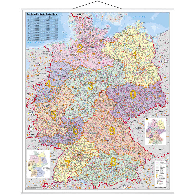 Carte des codes postaux d’Allemagne 97 x 119 cm - Stiefel