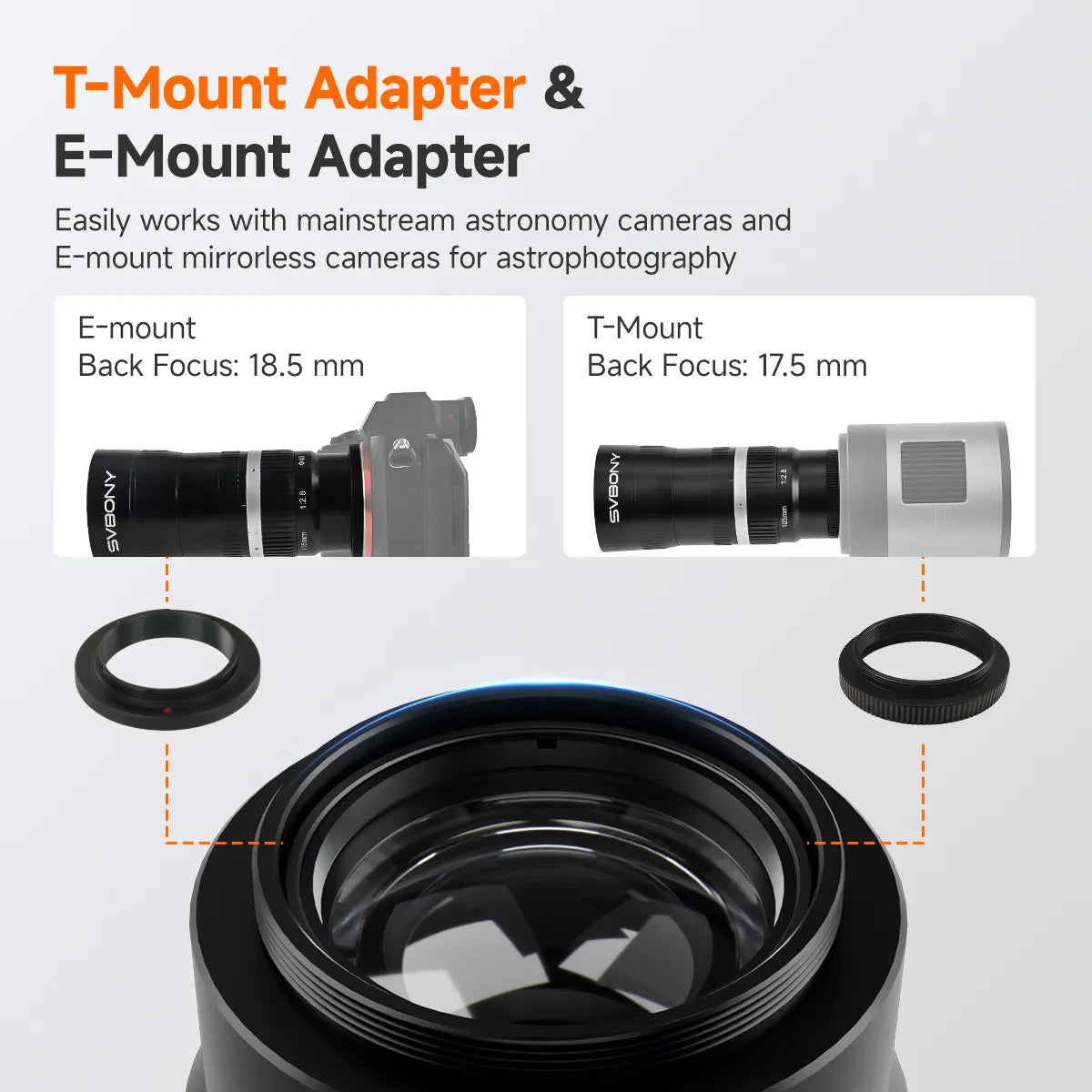 SVBONY SV535 F2.8 105 mm (37mm ouverture) APO Astrophotographie Compact pour Caméras – SVBONY