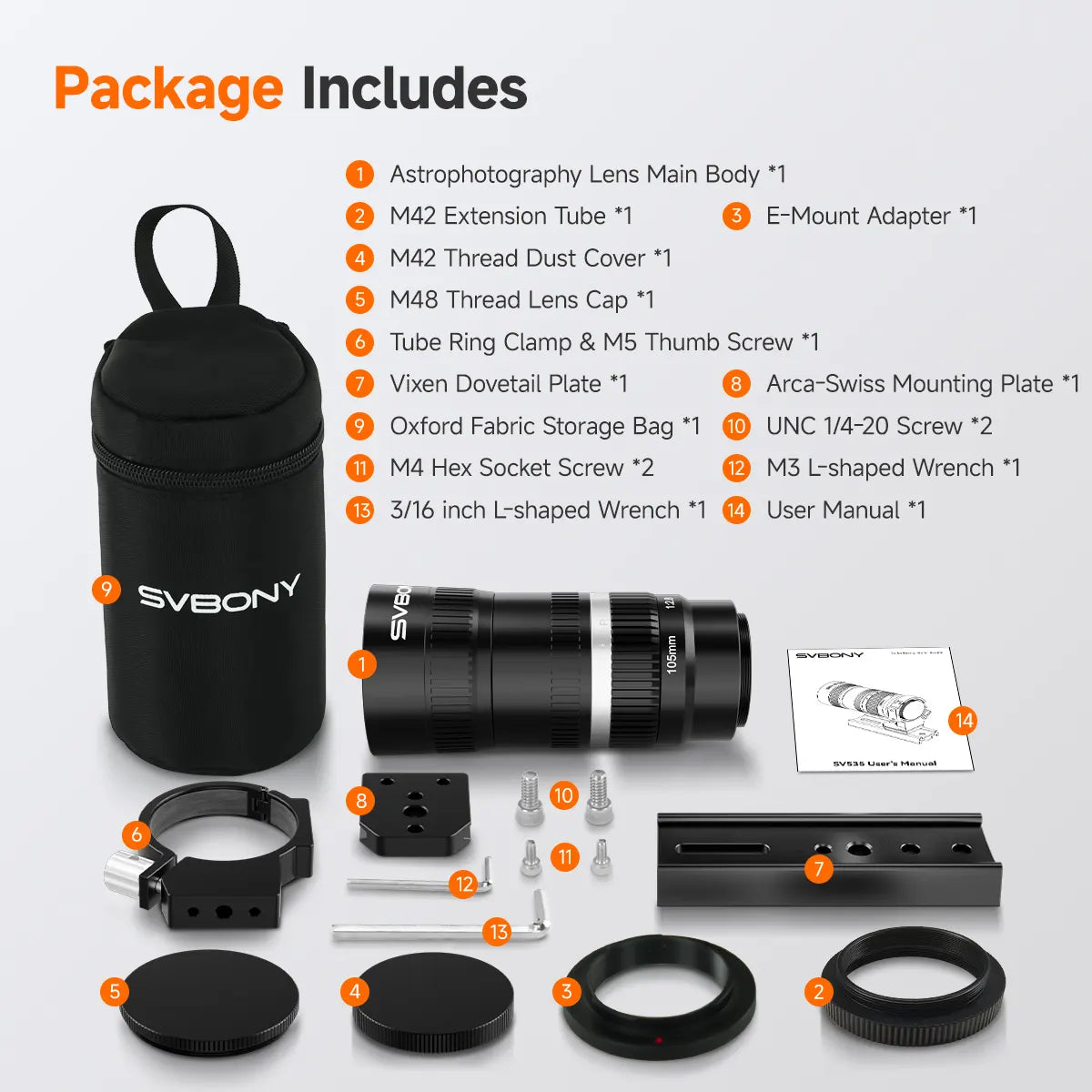 SVBONY SV535 F2.8 105 mm (37mm ouverture) APO Astrophotographie Compact pour Caméras – SVBONY