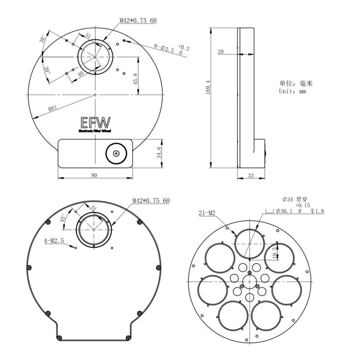 رول مرشحات EFW ZWO 7x36mm النسخة الثانية - ZWO