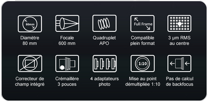 Lunette APO Quadruplet FF80 pour l'imagerie astronomique - ZWO