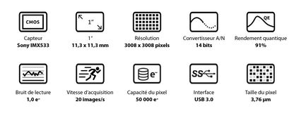 Caméra refroidie monochrome ZWO ASI533MM-Pro pour l'astronomie - ZWO