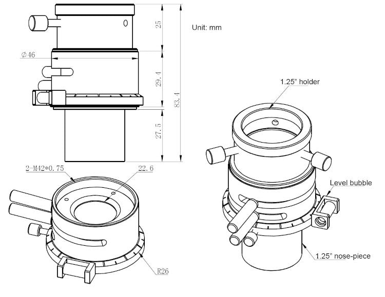 Correcteur de Dispersion Atmosphérique ADC ZWO 31,75mm
