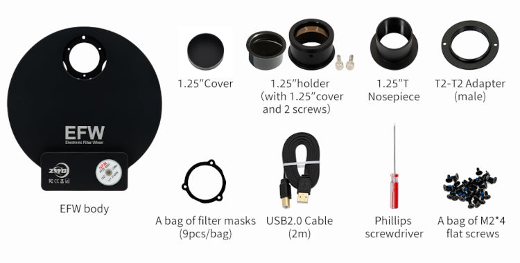 Motorisierte Filterrad mit 8 Positionen EFW ZWO für die Astronomie - ZWO