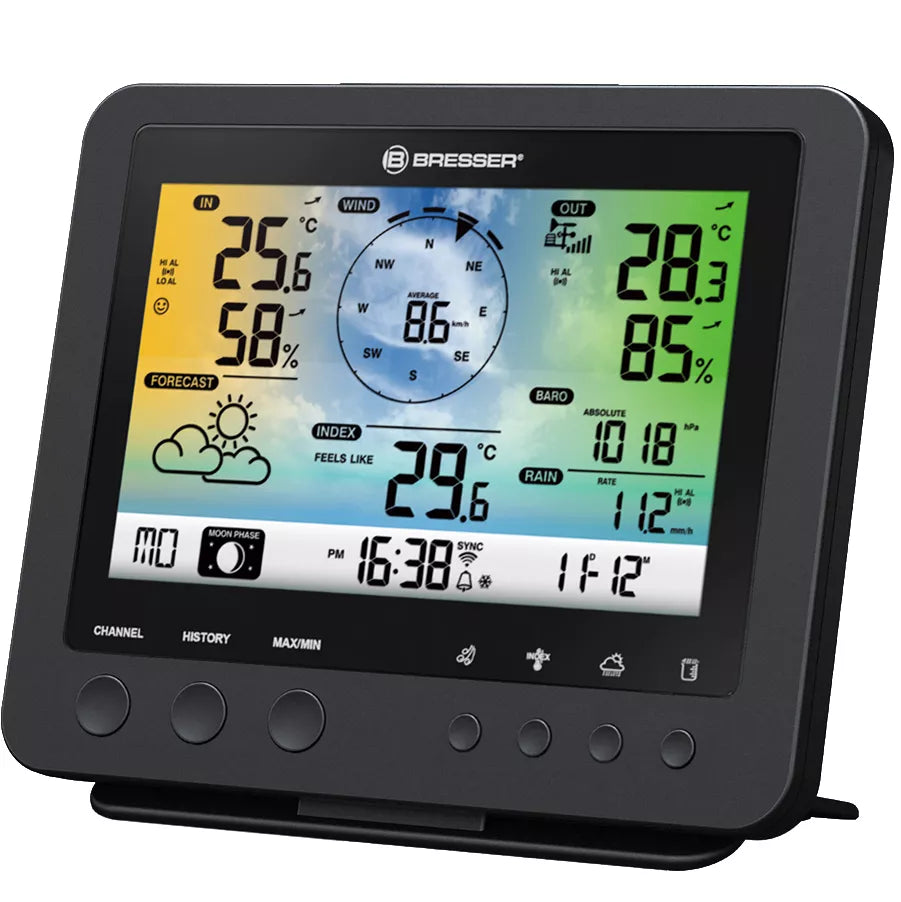 Centrale météo couleur WIFI avec capteur Profi 5 en 1 - noir