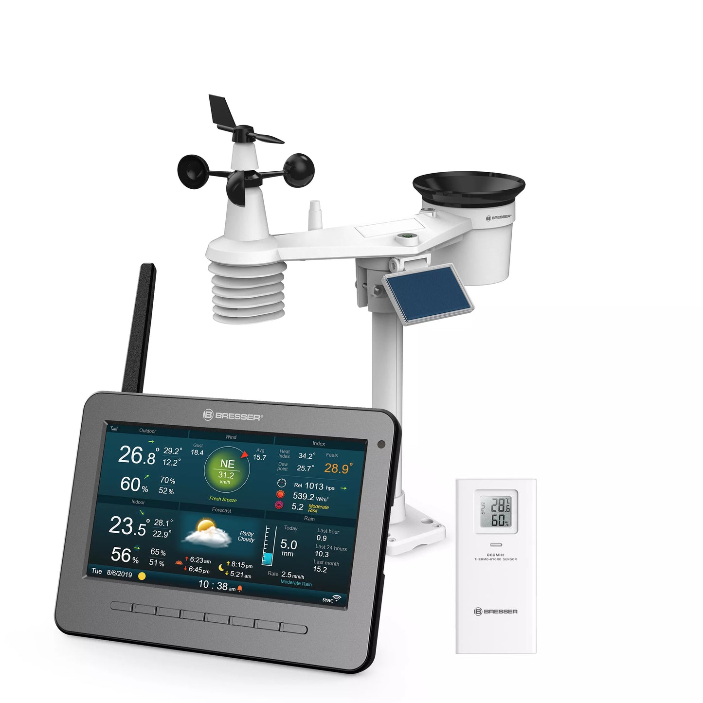 HD WIFI Color Weather Center w. Profi 7 in 1 Sensor