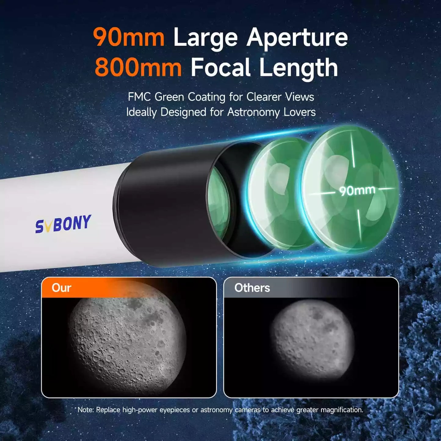 Télescope Complet SV520 90mm f/8.9 pour Débutants avec Accessoires - Svbony