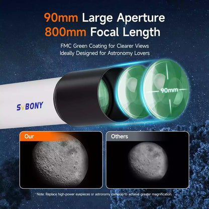 Télescope Complet SV520 90mm f/8.9 pour Débutants avec Accessoires - Svbony