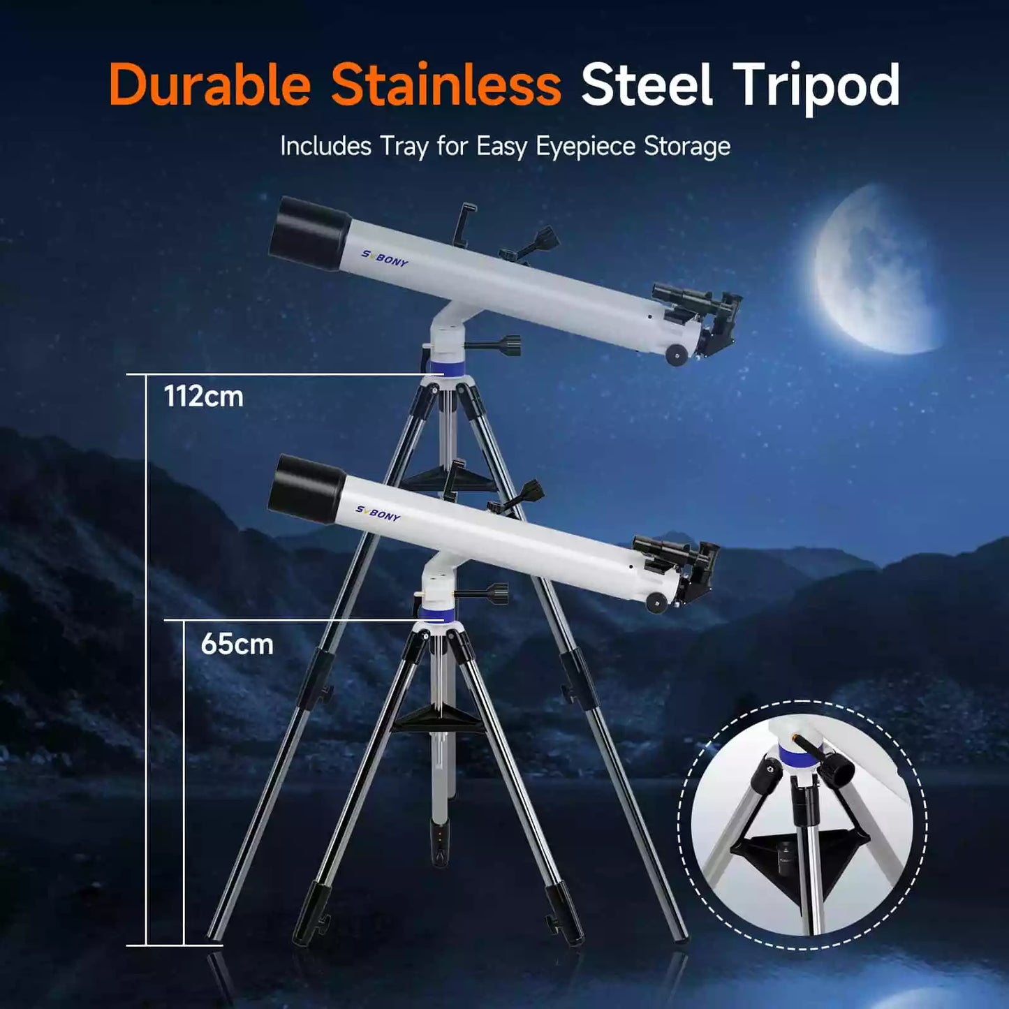 Télescope Complet SV520 90mm f/8.9 pour Débutants avec Accessoires - Svbony