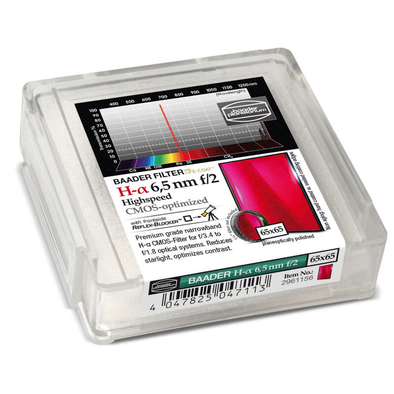 Filtre H-alpha 656nm CMOS f/2 Highspeed 65x65mm pour Nébuleuses - Baader