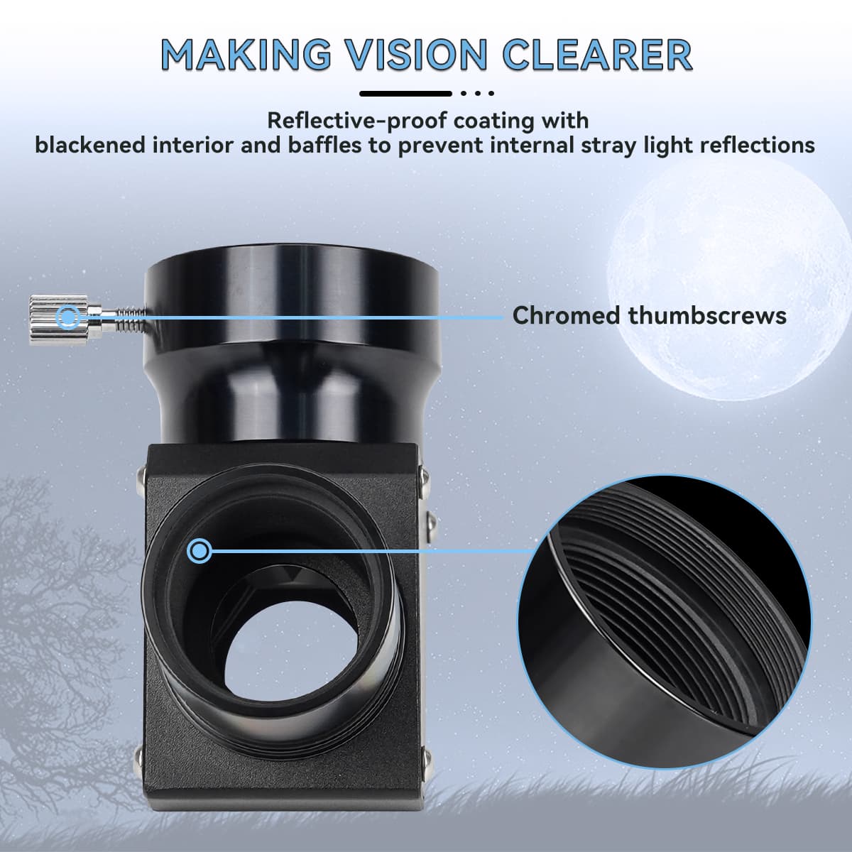 SVBONY SV222 - Diagonaalinis prizminis 90 laipsnių 1,25 colio su antiatspindinčiu metaliniu danga reflektoriui