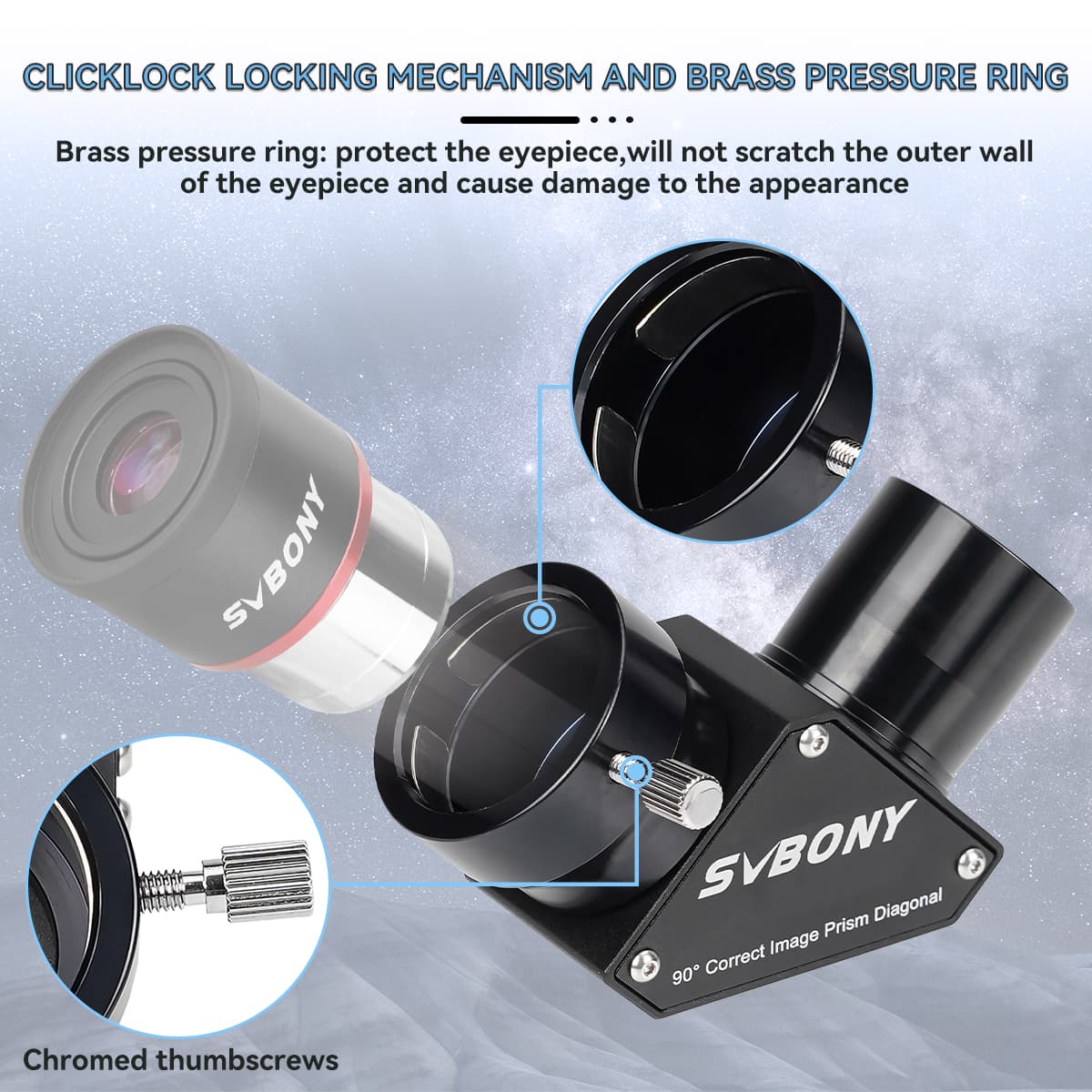 SVBONY SV222 - Diagonaalinis prizminis 90 laipsnių 1,25 colio su antiatspindinčiu metaliniu danga reflektoriui