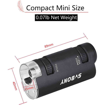 Microscope Portable 60x-120x avec Éclairage LED et Zoom Continu - Svbony
