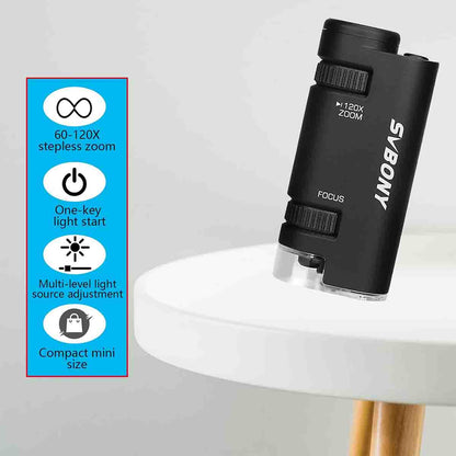 Microscope Portable 60x-120x avec Éclairage LED et Zoom Continu - Svbony
