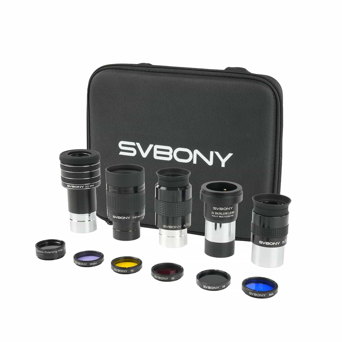 Kit d’Accessoires Télescope 1,25" Deluxe avec Oculaires, Filtres et Lentille Barlow - Svbony