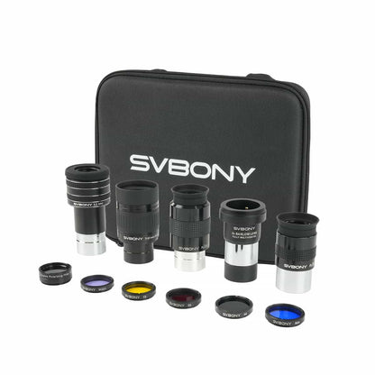 Kit d’Accessoires Télescope 1,25" Deluxe avec Oculaires, Filtres et Lentille Barlow - Svbony