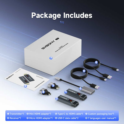 مرسل ومستقبل HDMI لاسلكي بدقة 1080P مع شاشة OLED بحجم 0.42 بوصة - Svbony