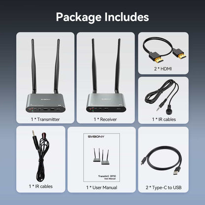 Système de Transmission Vidéo Sans Fil 4K avec Faible Latence 0,06s et Sortie HDMI 30Hz - SVBONY